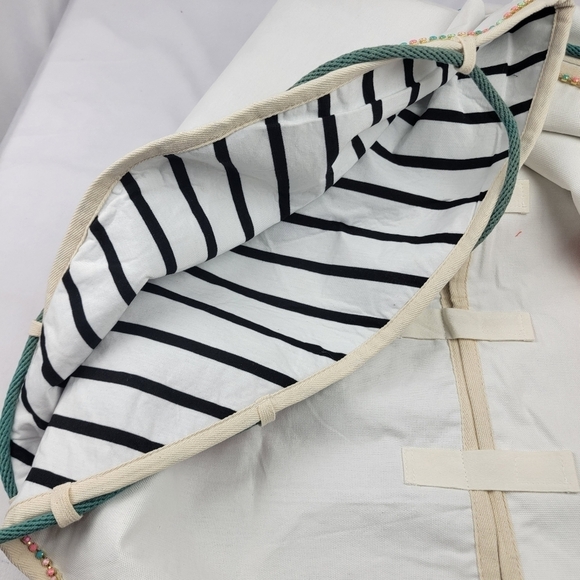 NWT Dillard's Trimsetter cram and orange multi color gem trim teal nautical rope - Picture 5 of 6